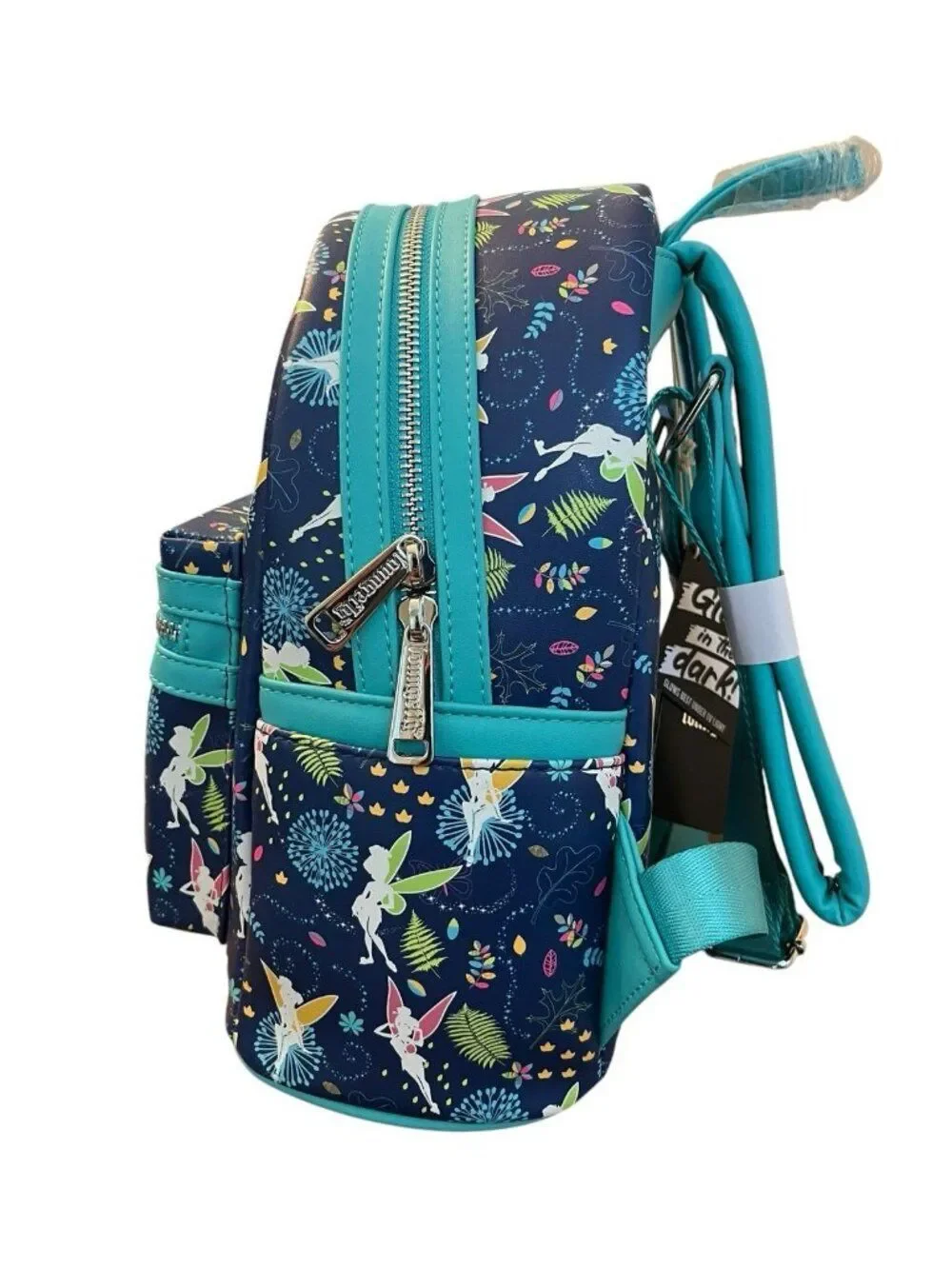 Loungefly Disney Peter Pan Teal Tinkerbell Glow In The Dark Mini Backpack NWT